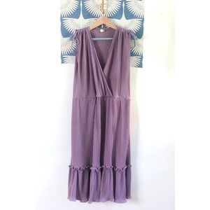 Vintage Union Made Lavender Pleated Tiered Midi Dress